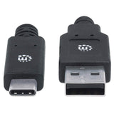 Manhattan USB-C to USB-A Cable, 2m, Male to Male, 5 Gbps (USB 3.2 Gen1 aka USB 3.0), 3A (fast charging), SuperSpeed USB, Black, Lifetime Warranty