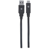 Manhattan USB-C to USB-A Cable, 2m, Male to Male, 5 Gbps (USB 3.2 Gen1 aka USB 3.0), 3A (fast charging), SuperSpeed USB, Black, Lifetime Warranty