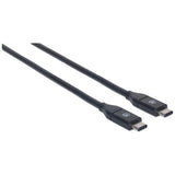 Manhattan USB-C to USB-C Cable, 50cm, Male to Male, Black, 10 Gbps (USB 3.2 Gen2 aka USB 3.1), 3A (fast charging), SuperSpeed+ USB, Lifetime Warranty, Equivalent to USB31CC50CM