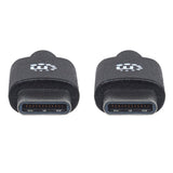 Manhattan USB-C to USB-C Cable, 3m, Male to Male, Black, 480 Mbps (USB 2.0), Hi-Speed USB, Lifetime Warranty, Equivalent to USB2CC3M
