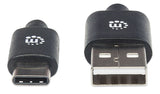 Manhattan USB-C to USB-A Cable, 3m, Male to Male, 480 Mbps (USB 2.0), Hi-Speed USB, Black, Lifetime Warranty