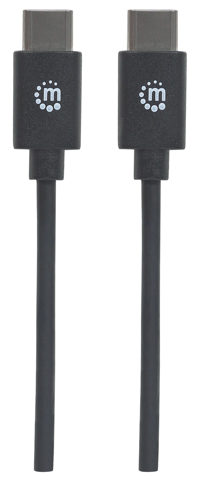 Manhattan USB-C to USB-C Cable, 2m, Male to Male, Black, 480 Mbps (USB 2.0), 3A, Hi-Speed USB, Lifetime Warranty, Equivalent to USB2CC2M