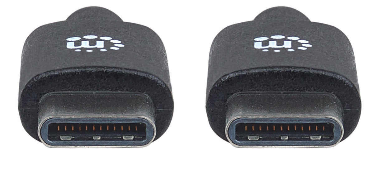 Manhattan USB-C to USB-C Cable, 2m, Male to Male, Black, 480 Mbps (USB 2.0), 3A, Hi-Speed USB, Lifetime Warranty, Equivalent to USB2CC2M