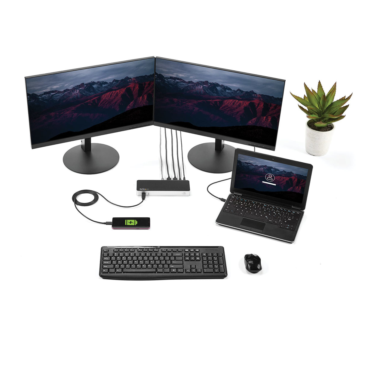 StarTech.com Dual Monitor USB C Docking Station with 60W Power Delivery for Windows Laptops - USB C to HDMI or DVI Dock - USB 3.1 Gen 1 Type C Dock w/ Charging - Thunderbolt 3 Compatible