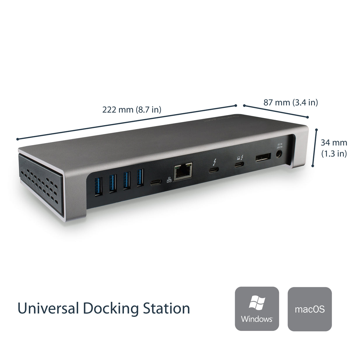 StarTech.com Thunderbolt 3 Dock - Dual Monitor 4K 60Hz TB3 Laptop Docking Station with DisplayPort - 85W Power Delivery Charging - 6-Port USB 3.0 Hub, SD 4.0, GbE, Audio - Windows & Mac