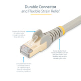 StarTech.com 12ft CAT6a Ethernet Cable - 10 Gigabit Shielded Snagless RJ45 100W PoE Patch Cord - 10GbE STP Network Cable w/Strain Relief - Gray Individually Tested/Wiring is UL Certified/TIA