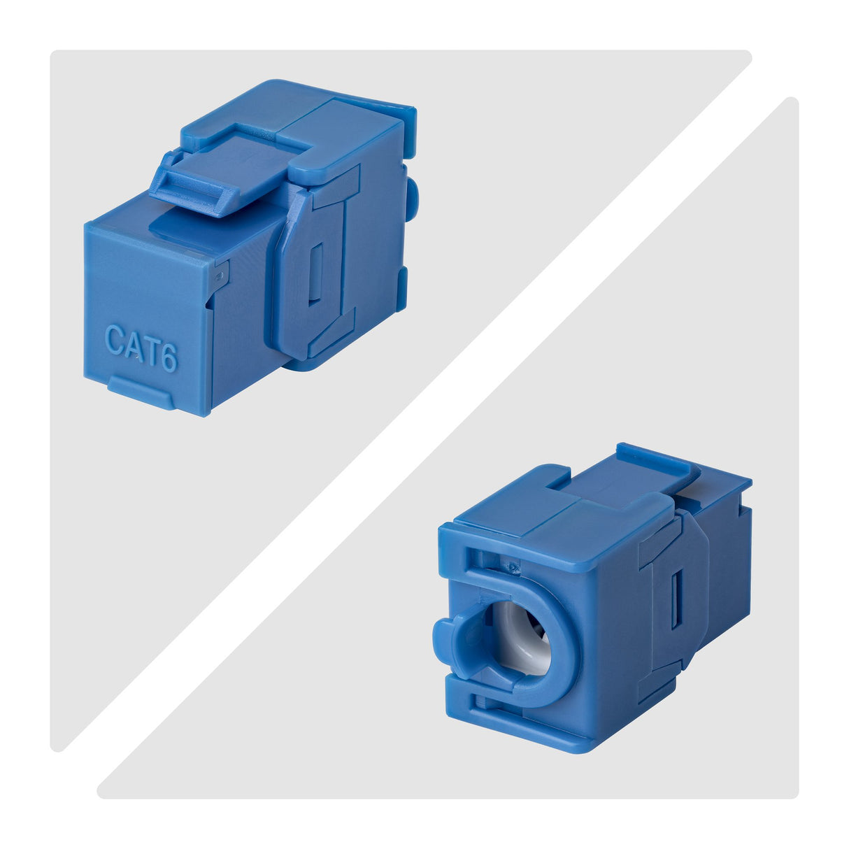 StarTech.com Cat6 Keystone Jack, 24-Pack RJ45 Ethernet Keystone Jacks, UTP Cat6 Wall Jack, 180-Degree Toolless, Blue