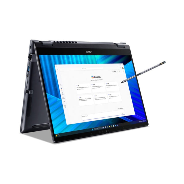 Acer TravelMate TMP414RN-55-52RS Intel Core Ultra 5 225U Hybrid (2-in-1) 35.6 cm (14") Touchscreen WUXGA 16 GB DDR5-SDRAM 512 GB SSD Wi-Fi 7 (802.11be) Windows 11 Pro Blue
