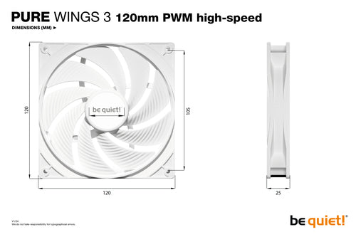 be quiet! Pure Wings 3 120mm PWM high-speed White Computer case Fan 12 cm 1 pc(s)