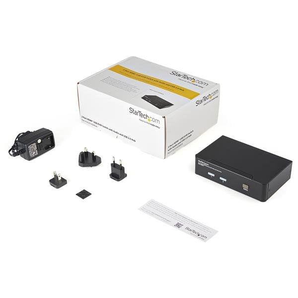 StarTech.com 2 Port USB HDMI KVM Switch with Audio and USB 2.0 Hub - TAA