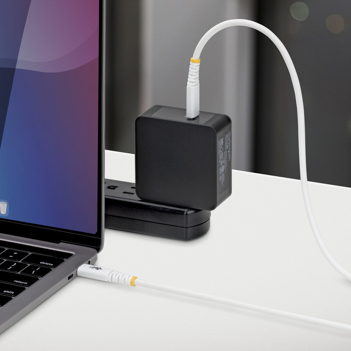 StarTech.com 6ft (1.8m) USB-C Charging Cable, Durable and Ultra-Flexible, 240W (5A) PD EPR, USB 2.0 Laptop Charger Cable, USB-IF Certified, Rugged USB-C Charging Cord - White