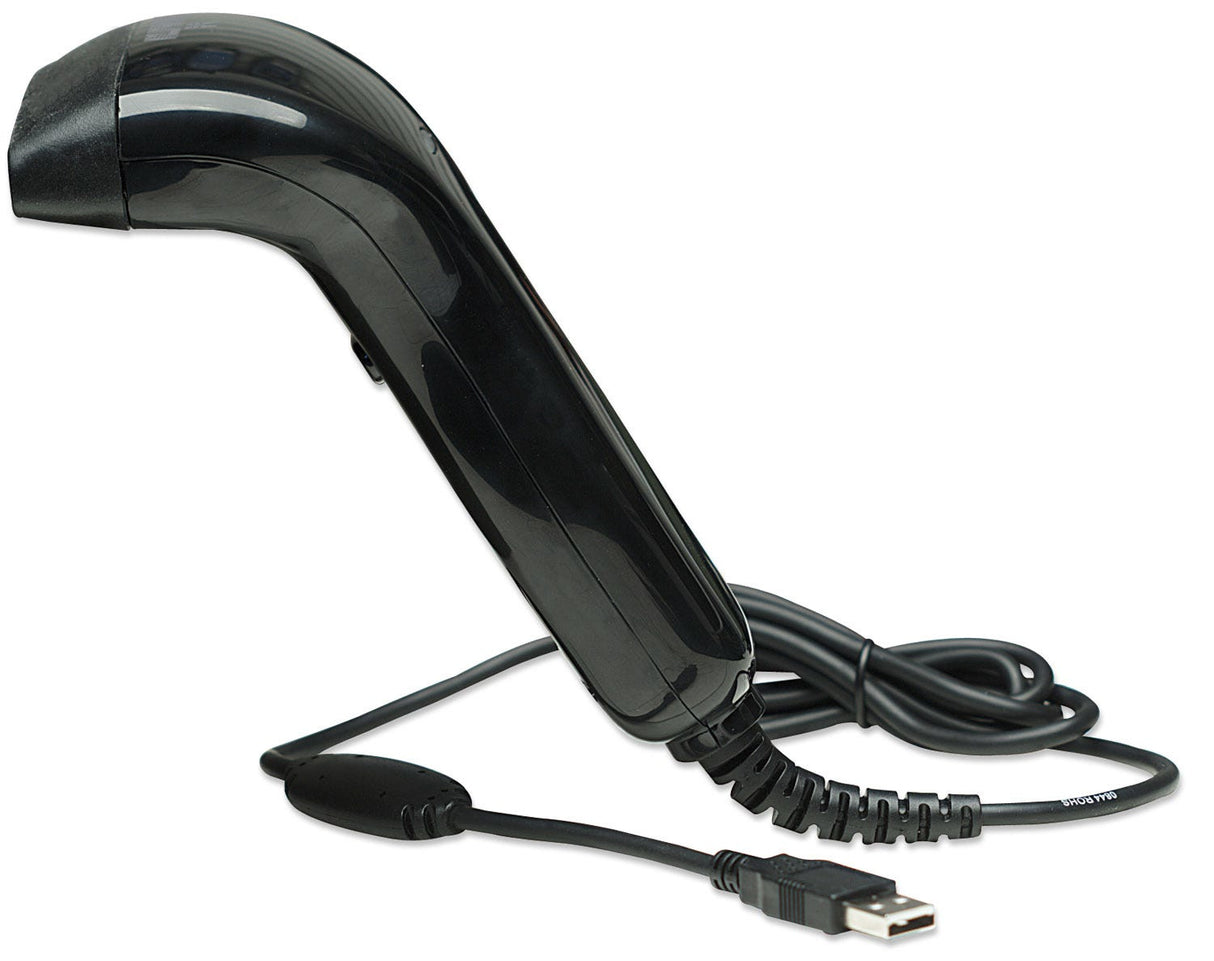 Manhattan Contact CCD Handheld Barcode Scanner, USB, 80mm Scan Width, Cable 152cm, Max Ambient Light: 3,000 lux (sunlight), Black, Three Year Warranty