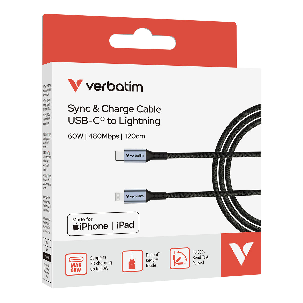 Verbatim Sync & Charge Cable USB-C to Lightning 120 cm
