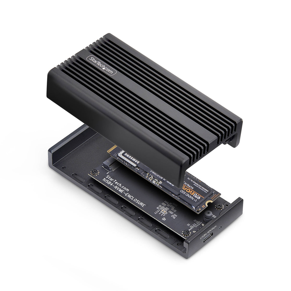 StarTech.com USB4 M.2 NVMe Enclosure, 40Gbps, External USB-C/Thunderbolt NVMe SSD Enclosure, Aluminum Heatsink Case, B+M/M-Key