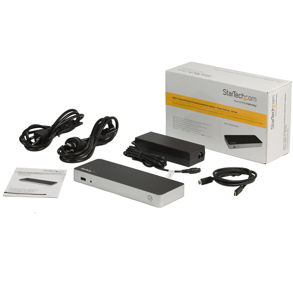 StarTech.com USB C Dock - Dual Monitor HDMI & DisplayPort 4K 30Hz - USB Type-C Laptop Docking Station 60W Power Delivery, SD, 4-port USB-A 3.0 Hub, GbE, Audio - Thunderbolt 3 Compatible