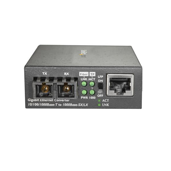 StarTech.com Multi-Mode (MM) SC Fiber Media Converter for 10/100/1000 Networks, Standalone Gigabit Ethernet to SC Fiber Converter, 850nm, 550m - TAA