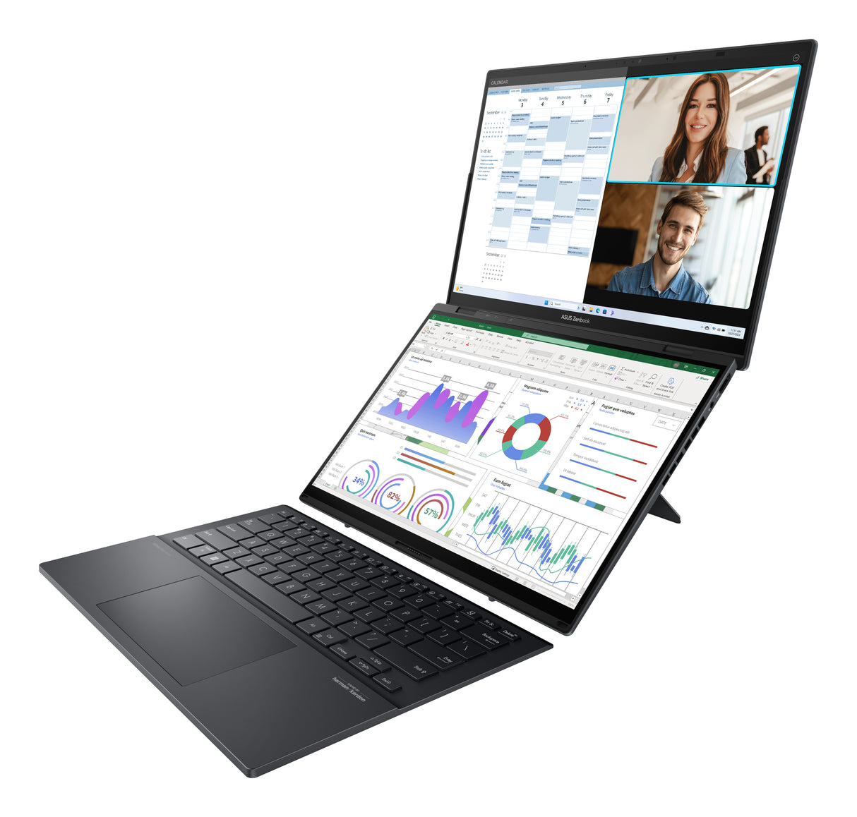 ASUS Zenbook Duo UX8406CA-DS91T-CA Intel Core Ultra 9 285H Hybrid (2-in-1) 35.6 cm (14") Touchscreen WUXGA 16 GB LPDDR5x-SDRAM 1 TB SSD Wi-Fi 7 (802.11be) Windows 11 Home Grey
