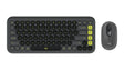 Logitech POP Icon Combo keyboard Mouse included Universal Bluetooth QWERTY English Granite, Green