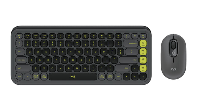 Logitech POP Icon Combo keyboard Mouse included Universal Bluetooth QWERTY English Granite, Green