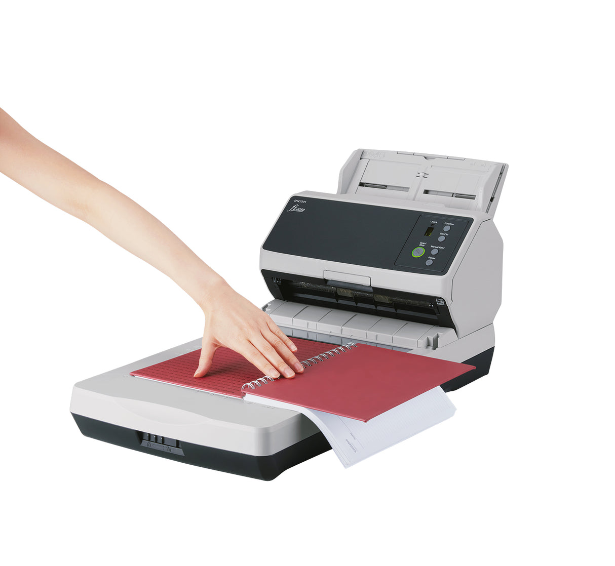 Ricoh FI-7480 W/ 5 YEAR EXCHANGE WARRANTY + 2 CONS KITS - DROP SHIP ADF + Manual feed scanner 600 x 600 DPI A4 Black, Grey
