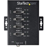 StarTech.com 4 Port Serial Hub USB to RS232/RS485/RS422 Adapter - Industrial USB 2.0 to DB9 Serial Converter Hub - IP30 Rated - Din Rail Mountable Metal Serial Hub - 15kV ESD Protection - TAA