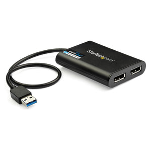 StarTech.com USB 3.0 to Dual DisplayPort Adapter, 4K 60Hz, DisplayLink Certified, USB to Dual DP Display Adapter, Dual DisplayPort Adapter for Mac & Windows