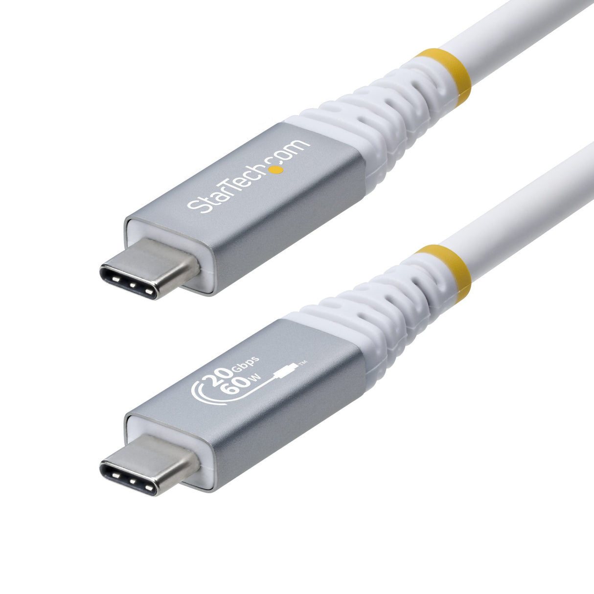 StarTech.com 10ft (3m) USB4 Cable, 20Gbps, USB-IF Certified USB-C Cable, 60W PD, 4K 120Hz DP 2.1, TPE Jacket, White USB-C Cord