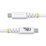 StarTech.com 6ft (1.8m) USB4 Cable, 20Gbps, USB-IF Certified USB-C Cable, 240W PD EPR, 4K 120Hz DP 2.1, TPE Jacket, White USB-C Cord