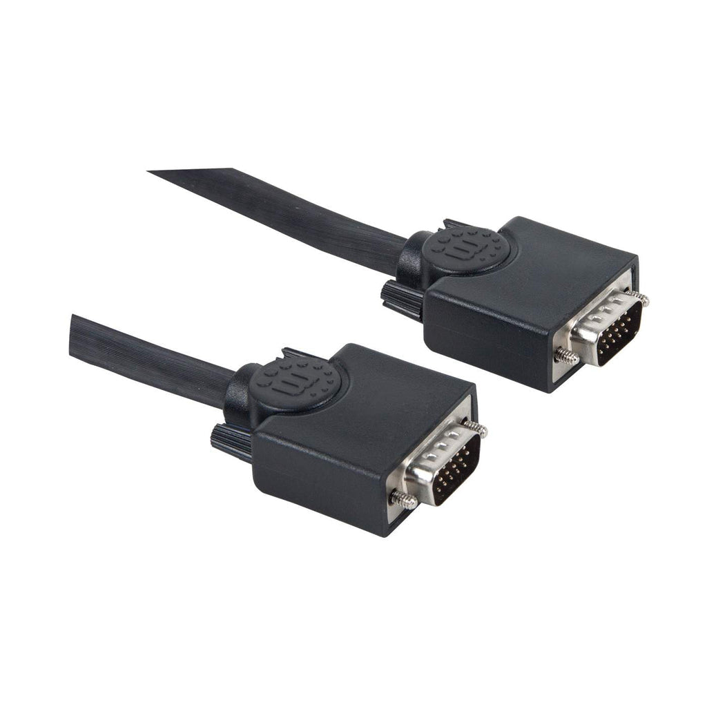 Manhattan VGA Monitor Cable, 15m, Black, Male to Male, HD15, Cable of higher SVGA Specification (fully compatible), Fully Shielded, Lifetime Warranty, Polybag