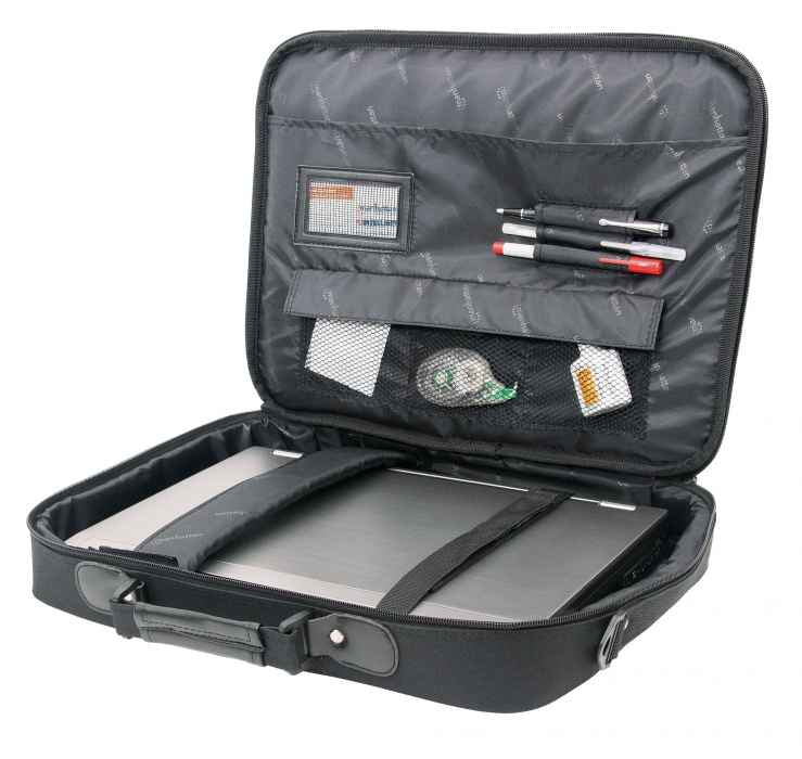 Manhattan Empire Laptop Bag 17.3", Clamshell design, Accessories Pocket, Shoulder Strap (removable), Notebook Case, Black, Three Year Warranty
