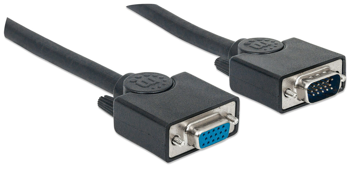 Manhattan VGA Extension Cable, 15m, Black, Male to Female, HD15, Cable of higher SVGA Specification (fully compatible), Fully Shielded, Lifetime Warranty, Polybag