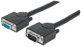 Manhattan VGA Extension Cable, 15m, Black, Male to Female, HD15, Cable of higher SVGA Specification (fully compatible), Fully Shielded, Lifetime Warranty, Polybag