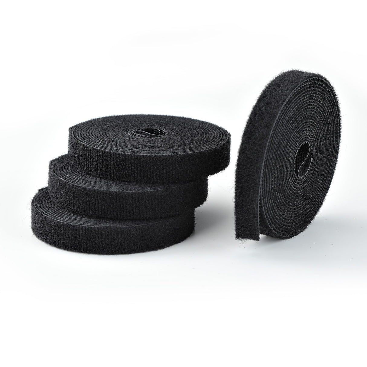 StarTech.com 4-pack 15ft (4.6m) Hook and Loop Roll, 0.5in Wide, Black, Cut-to-Size Reusable Cable Ties, Fastener Tape, Adjustable Fabric Wraps, Bulk Roll