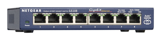 NETGEAR GS108 Unmanaged Gigabit Ethernet (10/100/1000) Desktop Blue