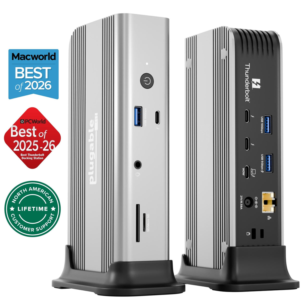 Plugable Technologies Thunderbolt 5 Dock with 3x Thunderbolt 5 Ports, 140W Laptop Charging
