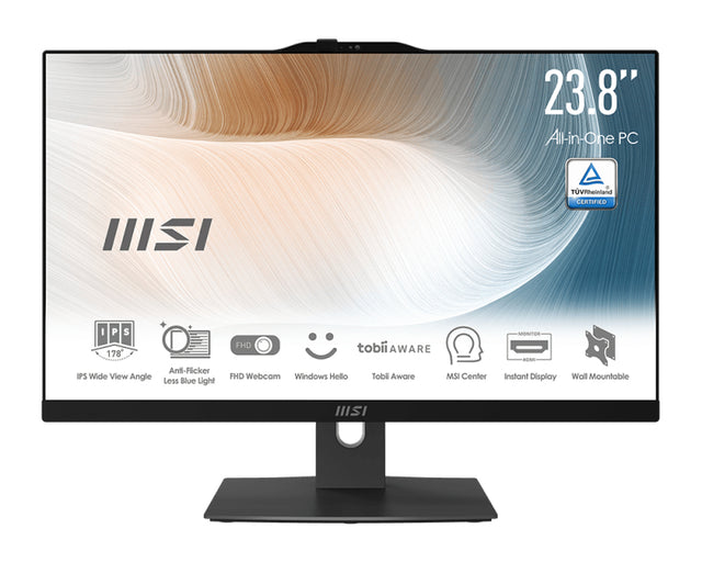 MSI Modern 12M-054US Intel® Core™ i5 i5-1240P 60.5 cm (23.8") 1920 x 1080 pixels Touchscreen All-in-One PC 8 GB DDR4-SDRAM 256 GB SSD Windows 11 Home Wi-Fi 6 (802.11ax) Black