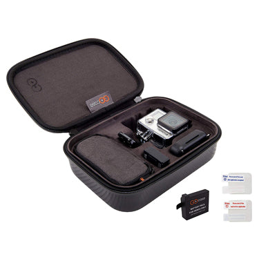 GoCase Hero4 Kit hardshell Action Cam water resistant case with molded insert for GoPro HERO4 waterproof zipper and removable pouch &90 min Battery & Lens Protector