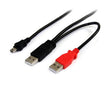 StarTech.com 3 ft USB Y Cable for External Hard Drive - USB A to mini B