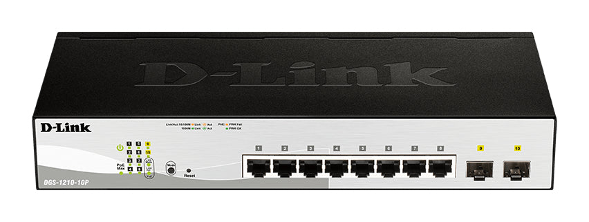 D-Link DGS-1210-10P - 10-Port Gigabit Smart Managed Switch including 2x SFP ports, nuclias compatible