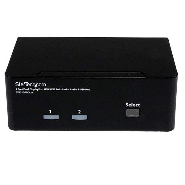 StarTech.com 2 Port Dual DisplayPort USB KVM Switch with Audio & USB 2.0 Hub - TAA