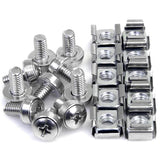 StarTech.com 50-Pack M6 12mm Screws, Square Hole Cage Nuts and Installation Tool, Hardware Mounting Kit for 19" or 10" Server Racks, Cabinets and Enclosures, Silver - TAA