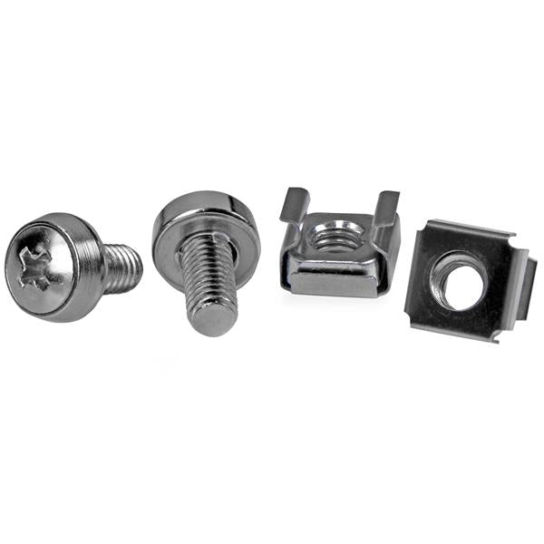 StarTech.com 50-Pack M6 12mm Screws, Square Hole Cage Nuts and Installation Tool, Hardware Mounting Kit for 19" or 10" Server Racks, Cabinets and Enclosures, Silver - TAA
