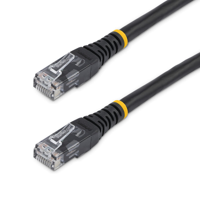 StarTech.com 50ft CAT6 Ethernet Cable - Black CAT 6 Gigabit Ethernet Wire -250MHz 100W PoE RJ45 UTP Molded Network/Patch Cord w/Strain Relief/ Individually Tested