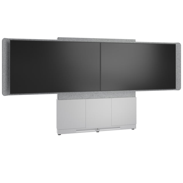Middle Atlantic ForumTM Floor-to-Wall Mounted 66" (3 Bay) Display Stand for (2) 50" to 55" Displays, Light Colorway