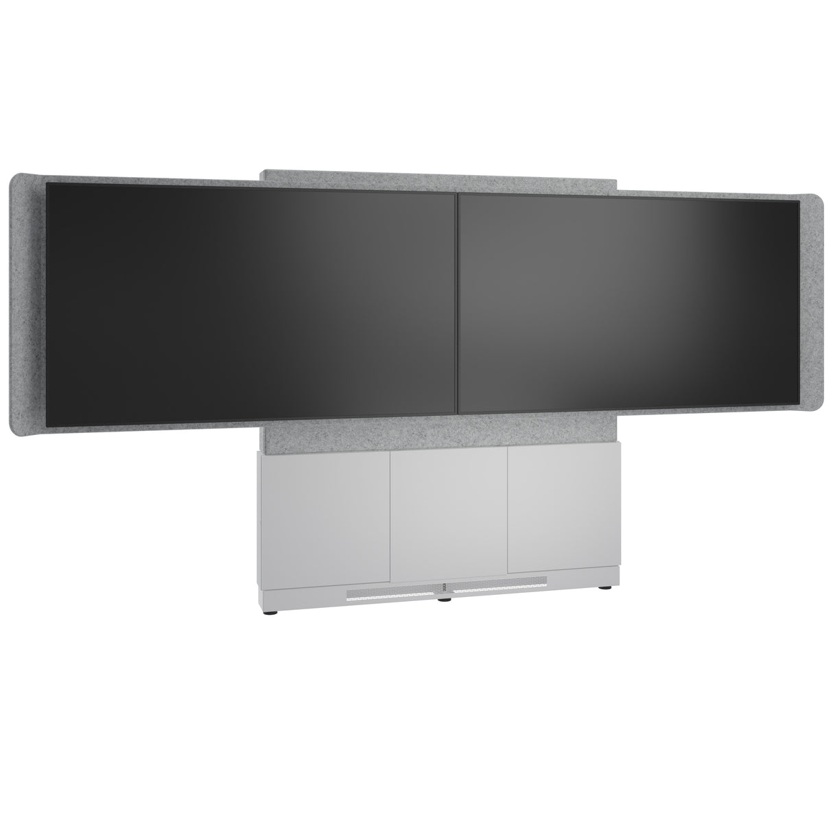 Middle Atlantic ForumTM Floor-to-Wall Mounted 66" (3 Bay) Display Stand for (2) 56" to 65" Displays, Light Colorway