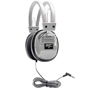 HamiltonBuhl Headphone Deluxe Over Ear Adjustable Headband Dura-Cord Chew Resistant 5ft 3.5mm - Silver