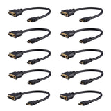 StarTech.com 8in (20cm) HDMI to DVI Adapter, DVI-D to HDMI (1920x1200p), 10 Pack, HDMI Male to 24 Pin DVI-D Female, Digital Monitor Adapter Cable M/F, HDMI to DVI Display Cord, Black