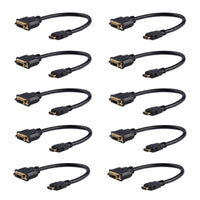 StarTech.com 8in (20cm) HDMI to DVI Adapter, DVI-D to HDMI (1920x1200p), 10 Pack, HDMI Male to 24 Pin DVI-D Female, Digital Monitor Adapter Cable M/F, HDMI to DVI Display Cord, Black