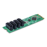 StarTech.com 4-Port M.2 to SATA Adapter Card, M.2 PCIe 3.0 to SATA HDD/SSD Expansion Card, ASM1064 Chipset, M.2 NVMe to 4x HDD/SSD for Windows/macOS/Linux, TAA