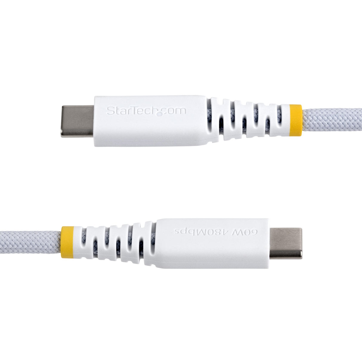 StarTech.com 10ft (3m) White USB-C Charging Cable, 60W (3A) PD, Dual-Layer Braided Nylon/TPE Jacket, Rugged USB C Charging Cord, USB 2.0 Laptop Charger Cable